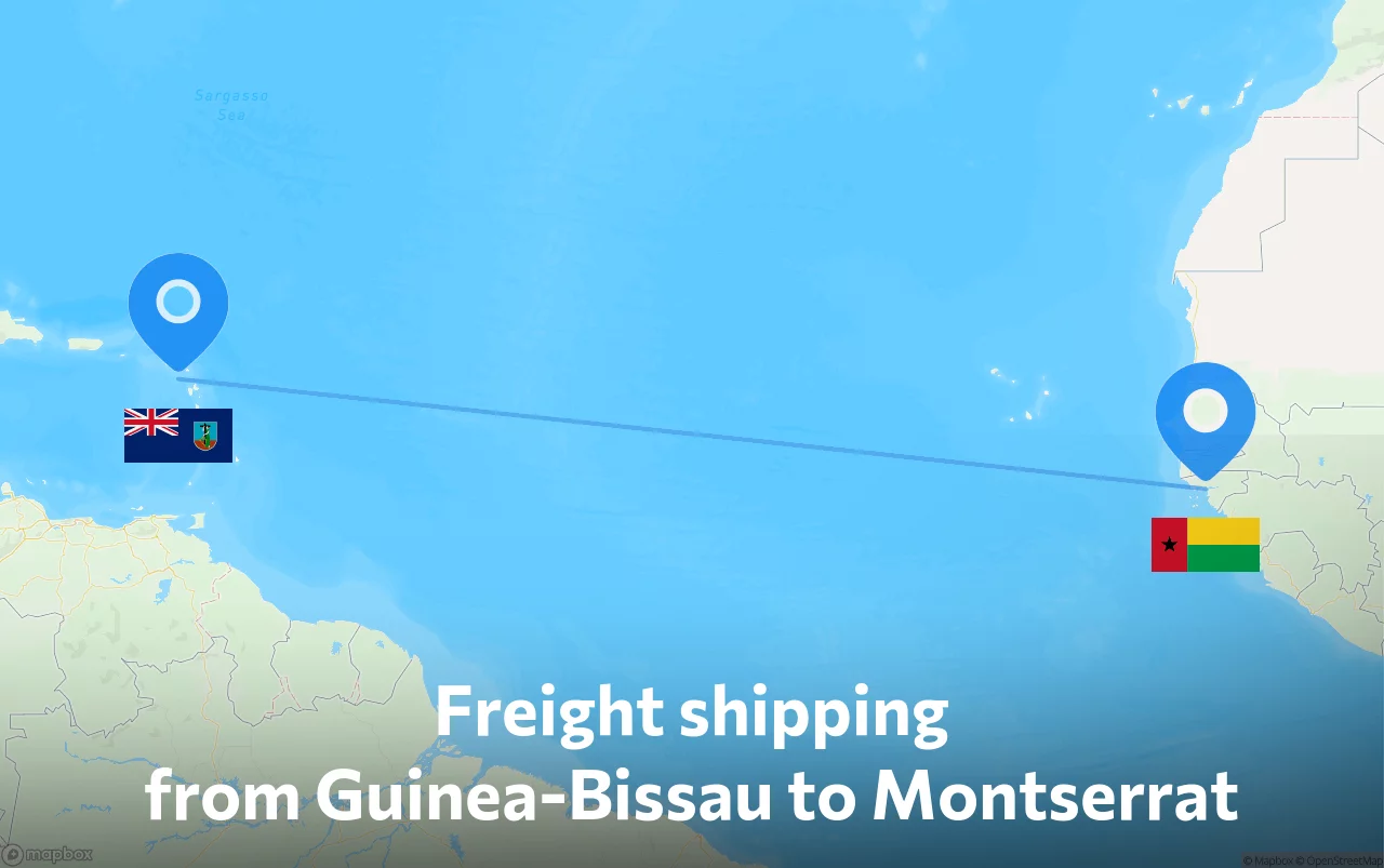 Shipping route from Guinea-Bissau to Montserrat