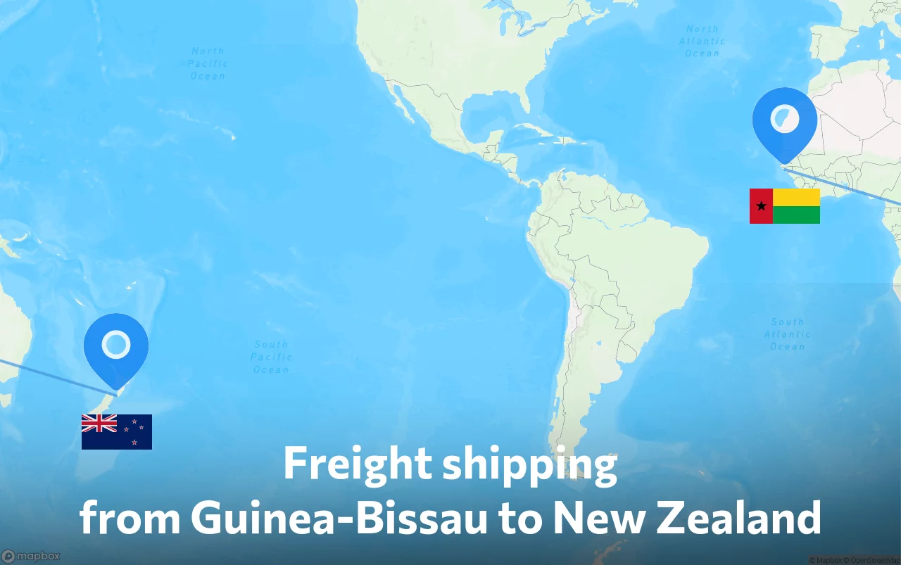 Shipping route from Guinea-Bissau to New Zealand