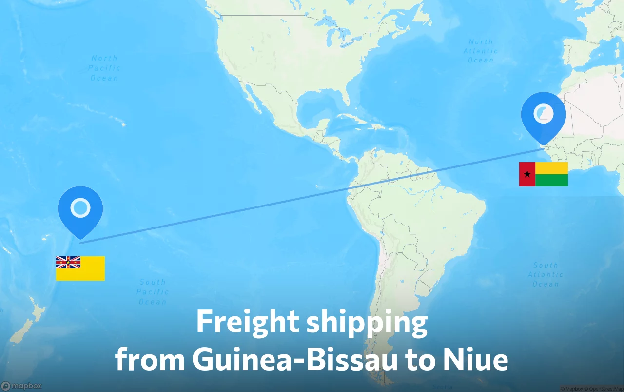 Shipping route from Guinea-Bissau to Niue