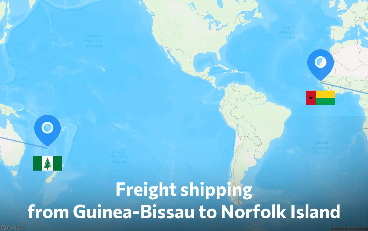 Shipping route from Guinea-Bissau to Norfolk Island
