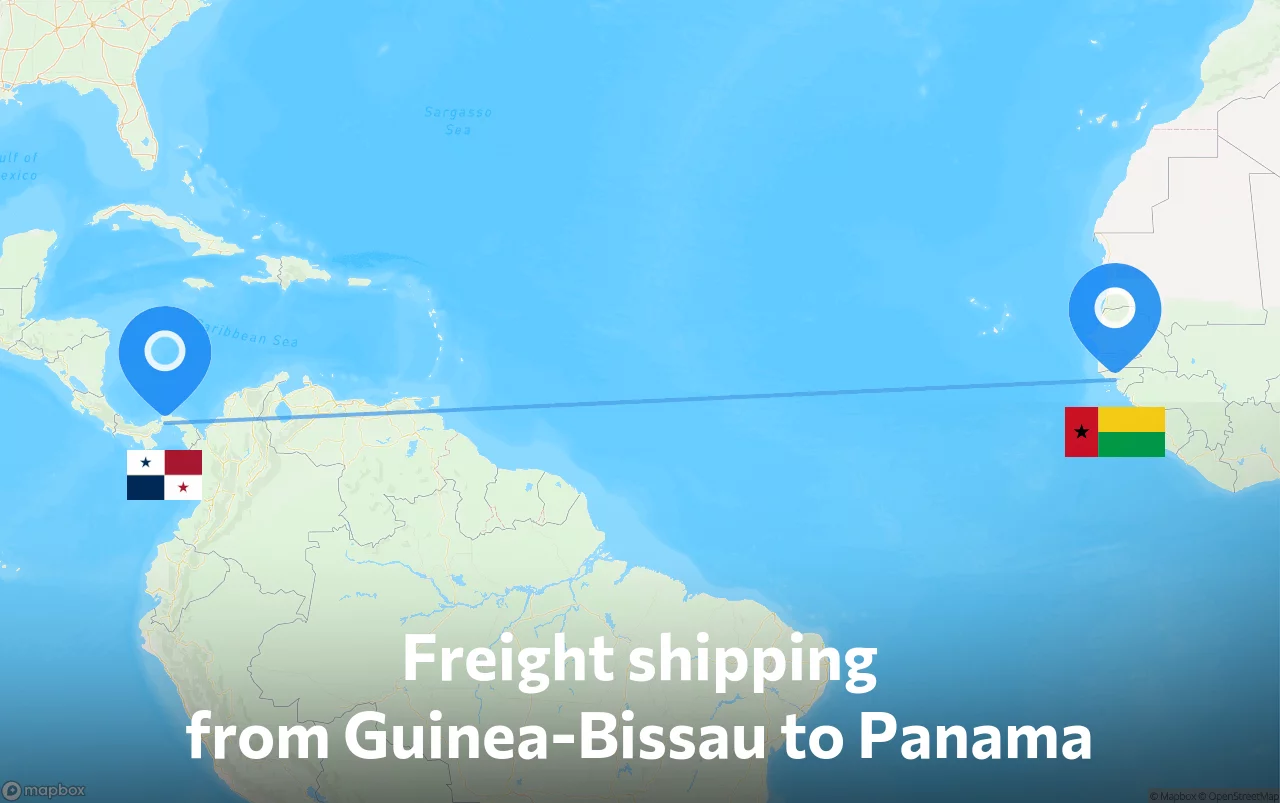Shipping route from Guinea-Bissau to Panama