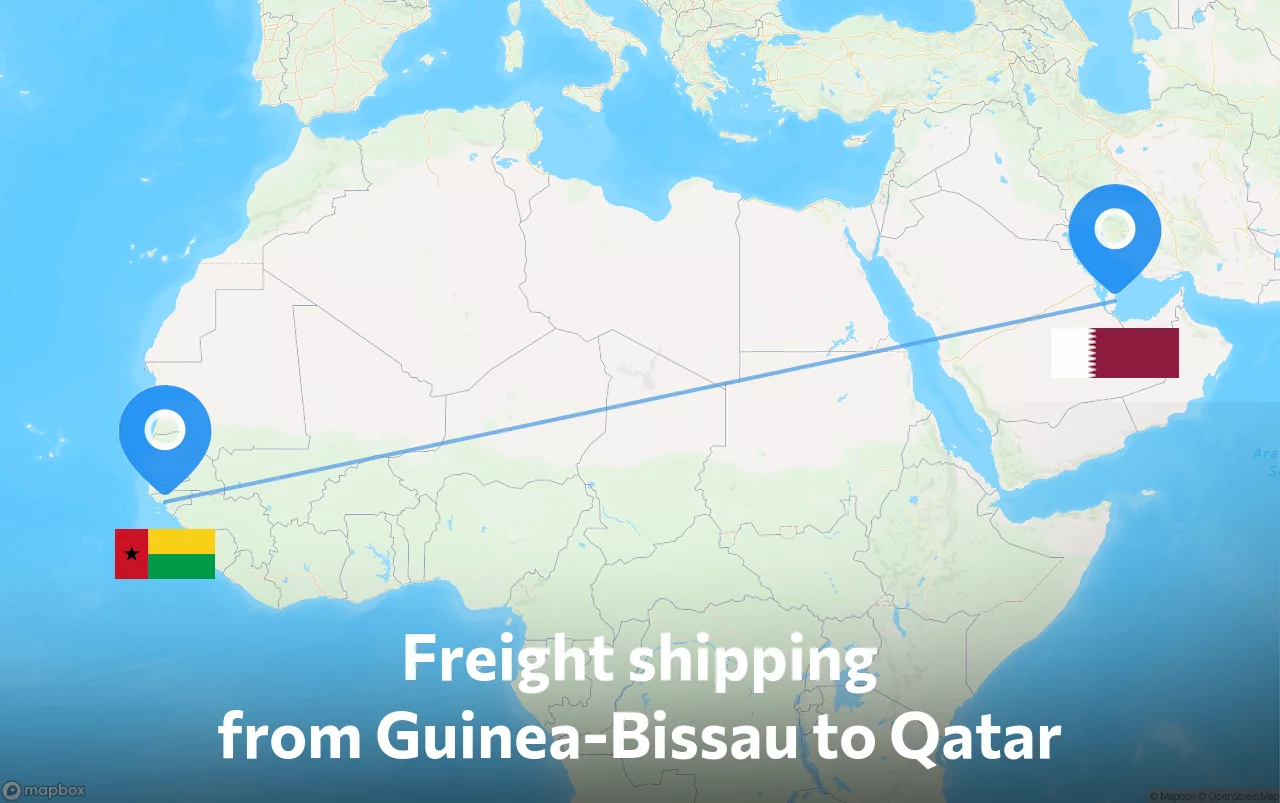Shipping route from Guinea-Bissau to Qatar