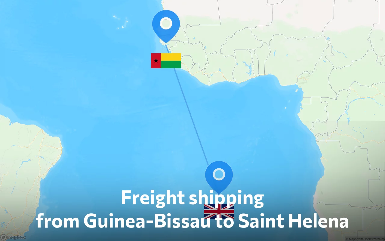 Shipping route from Guinea-Bissau to Saint Helena