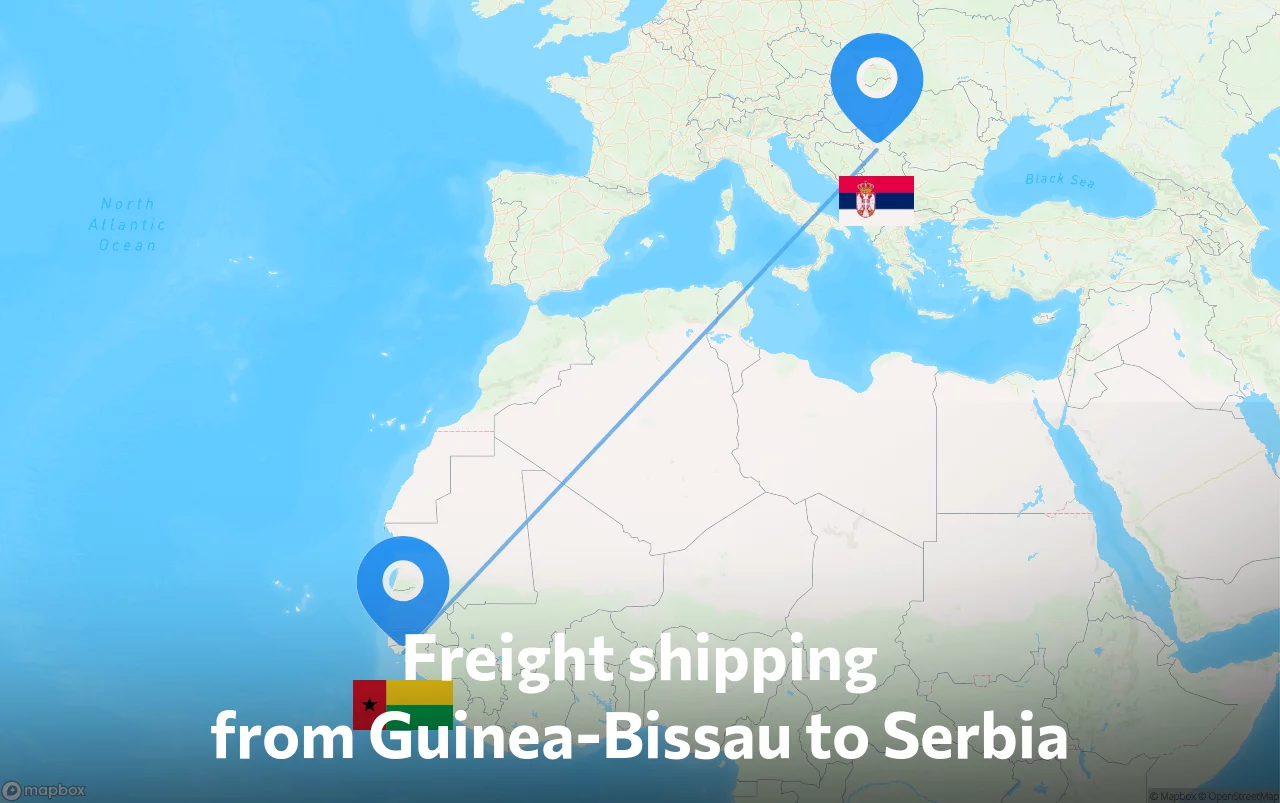Shipping route from Guinea-Bissau to Serbia