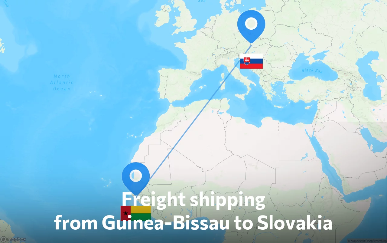 Shipping route from Guinea-Bissau to Slovakia
