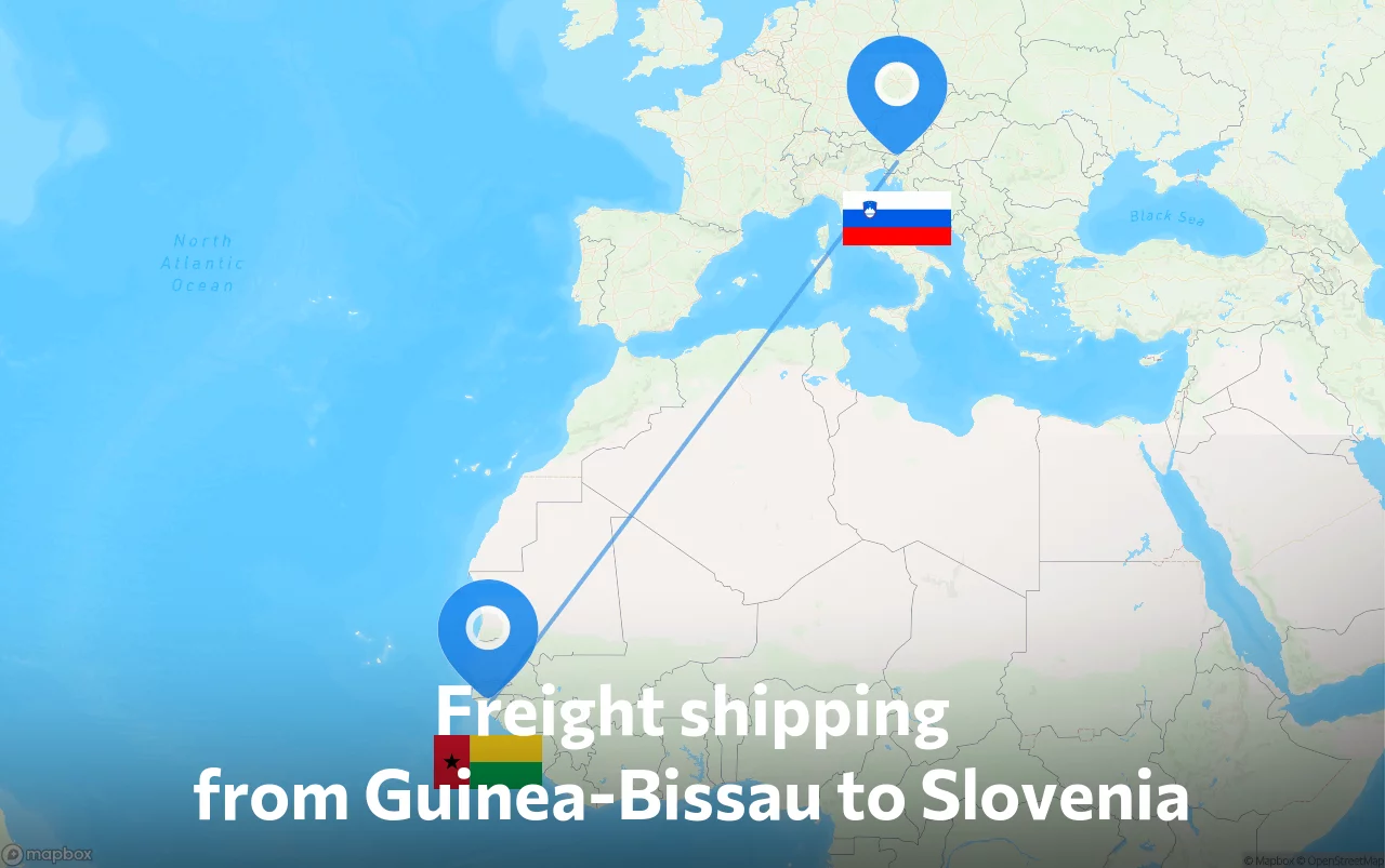 Shipping route from Guinea-Bissau to Slovenia