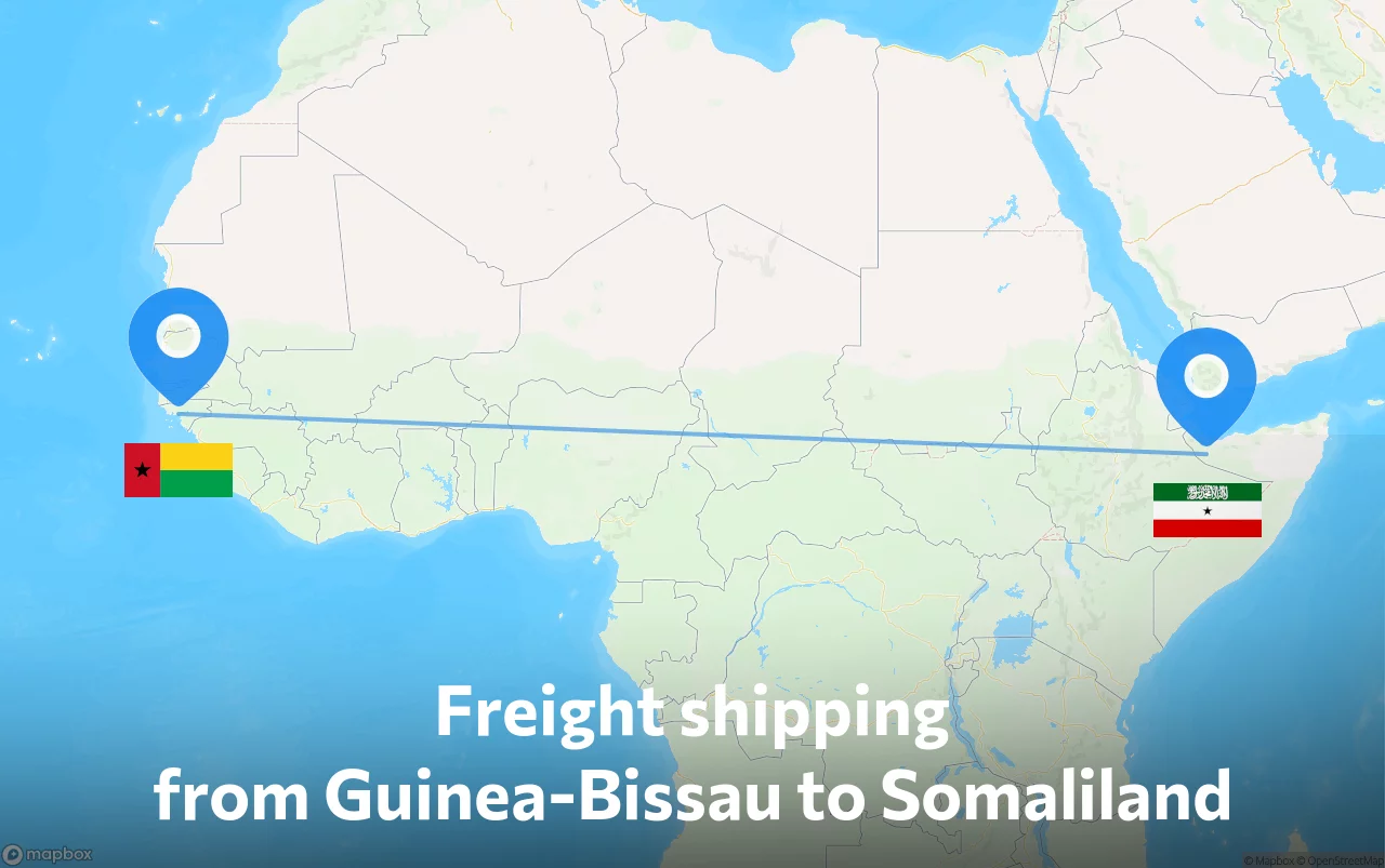 Shipping route from Guinea-Bissau to Somaliland