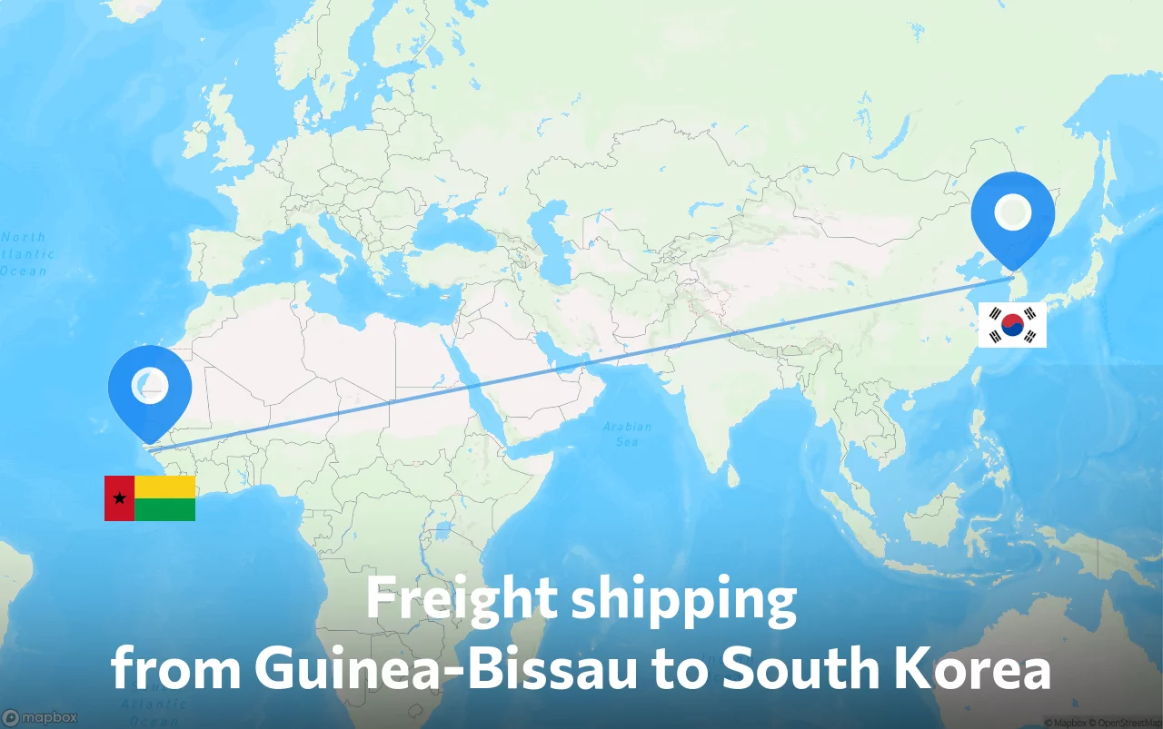 Shipping route from Guinea-Bissau to South Korea