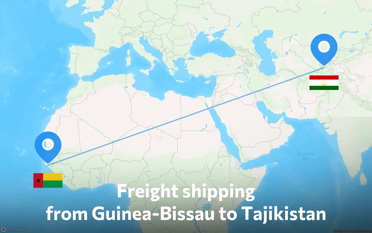 Shipping route from Guinea-Bissau to Tajikistan