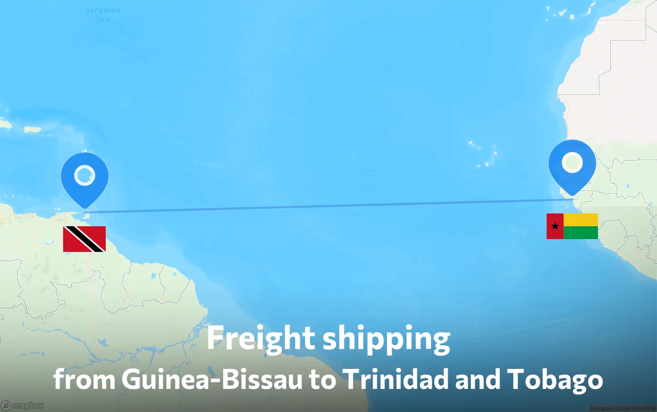 Shipping route from Guinea-Bissau to Trinidad and Tobago