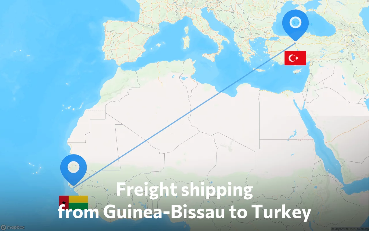Shipping route from Guinea-Bissau to Turkey