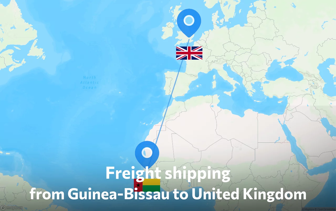Shipping route from Guinea-Bissau to United Kingdom