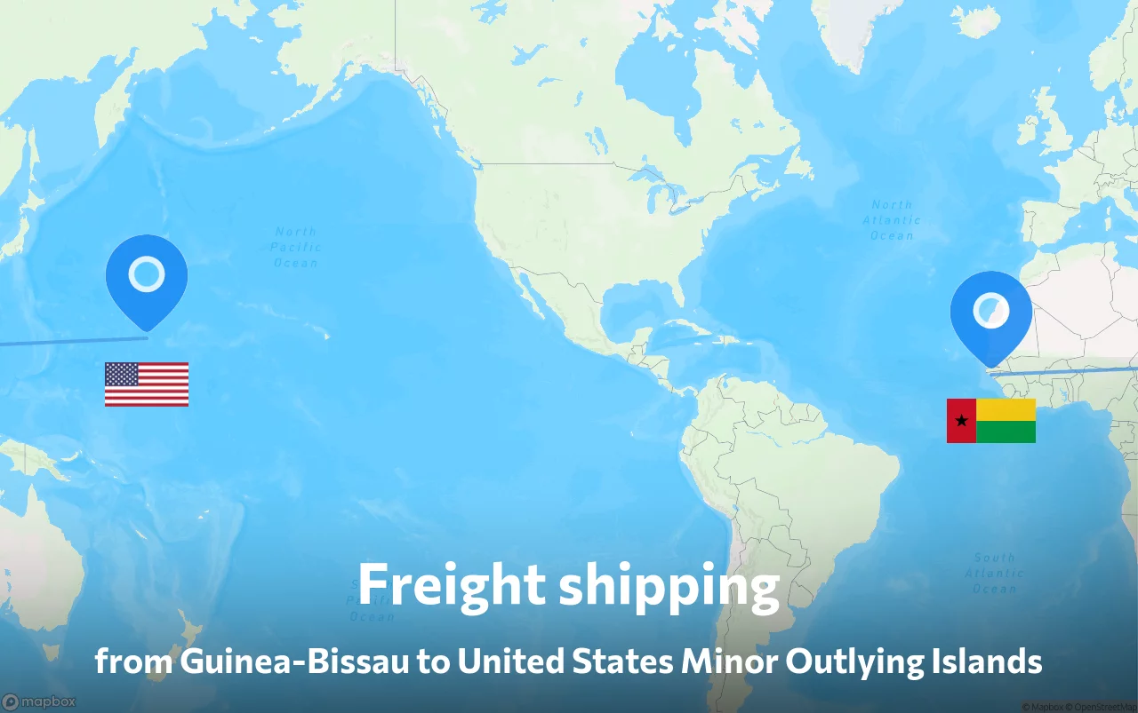 Shipping route from Guinea-Bissau to United States Minor Outlying Islands