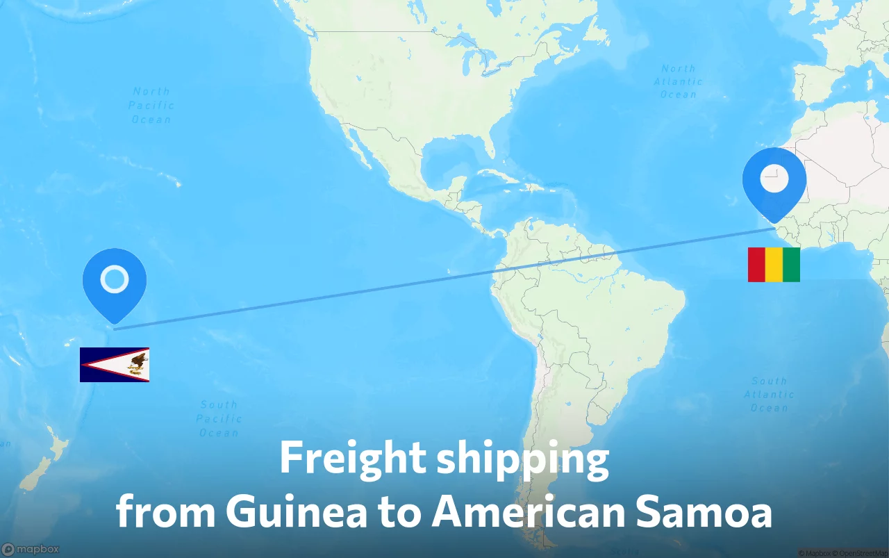 Shipping route from Guinea to American Samoa