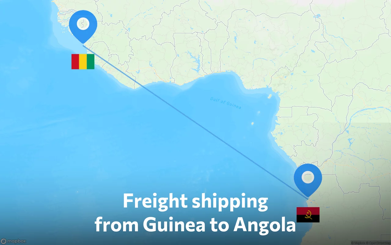 Shipping route from Guinea to Angola