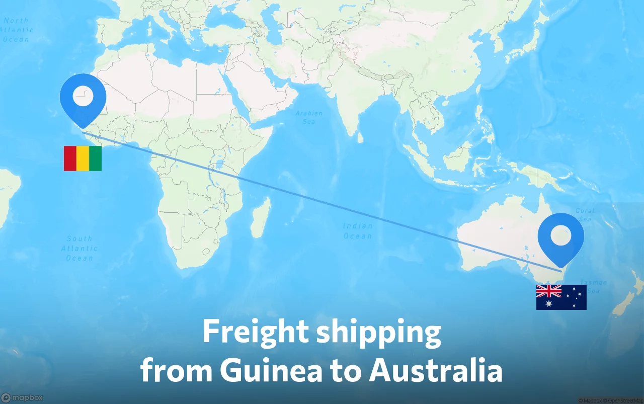 Shipping route from Guinea to Australia