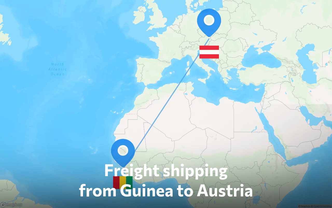 Shipping route from Guinea to Austria