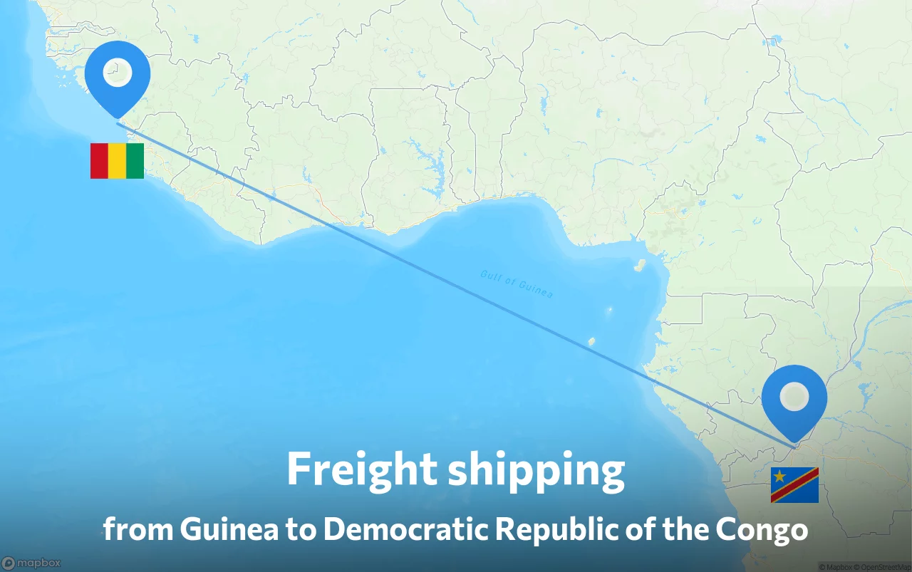 Shipping route from Guinea to Democratic Republic of the Congo
