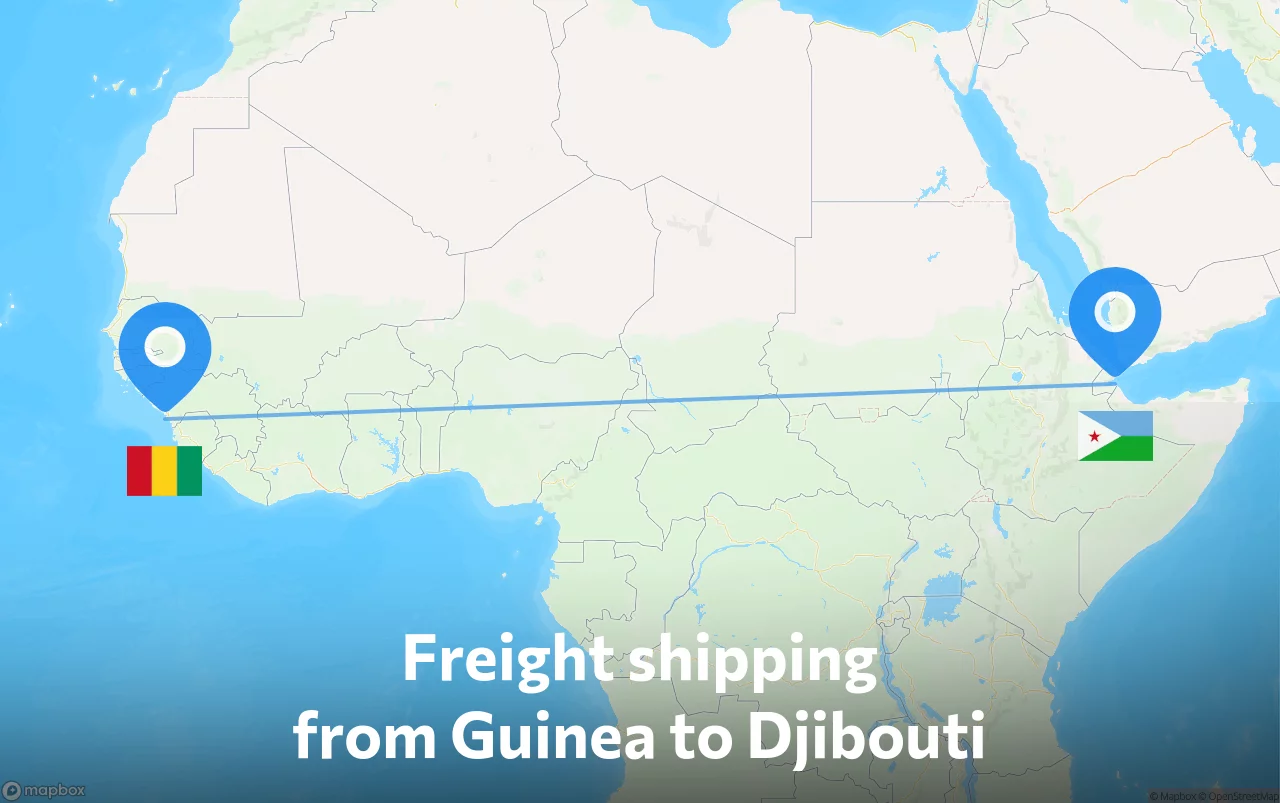 Shipping route from Guinea to Djibouti