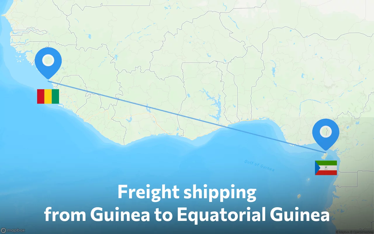 Shipping route from Guinea to Equatorial Guinea