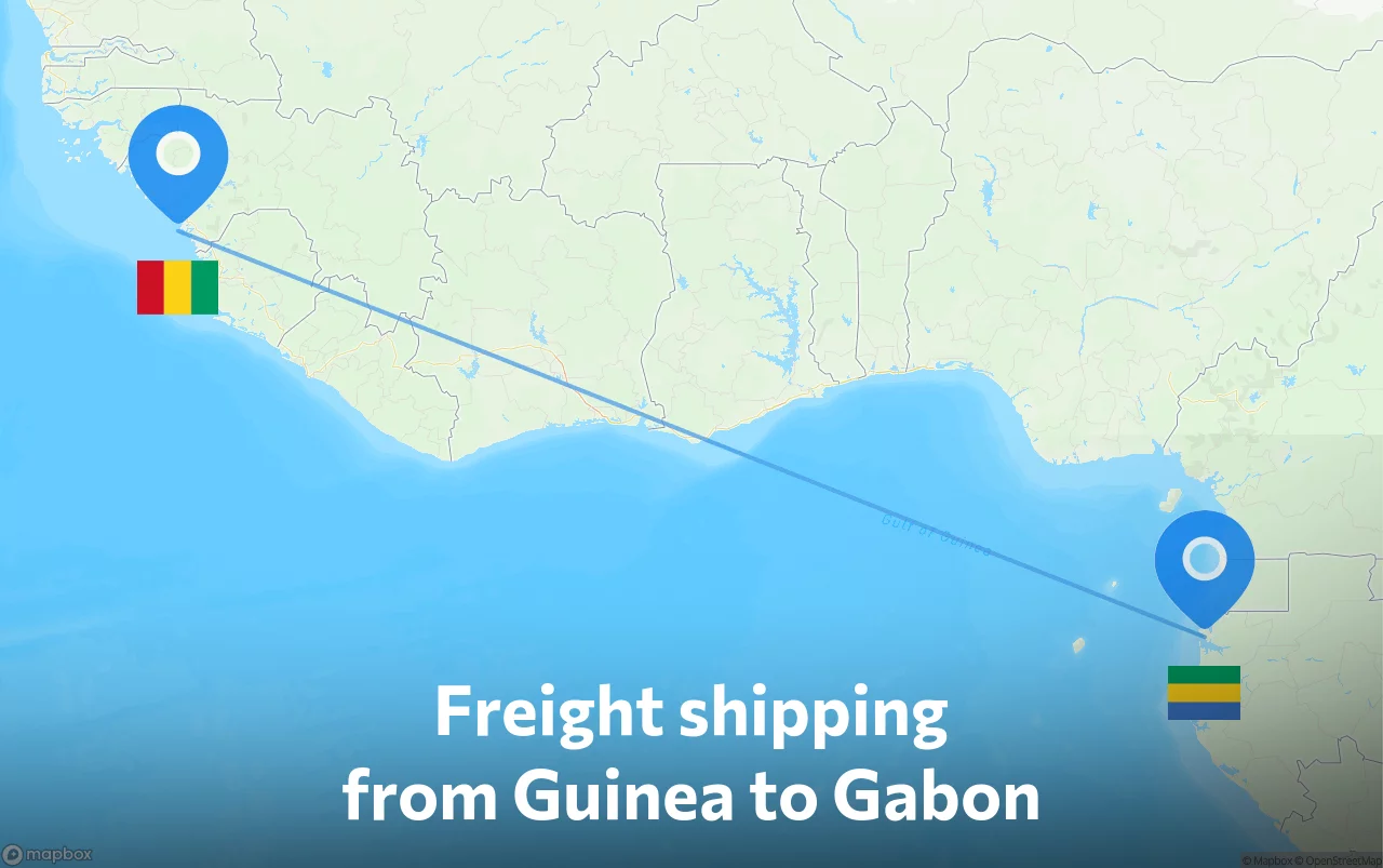 Shipping route from Guinea to Gabon