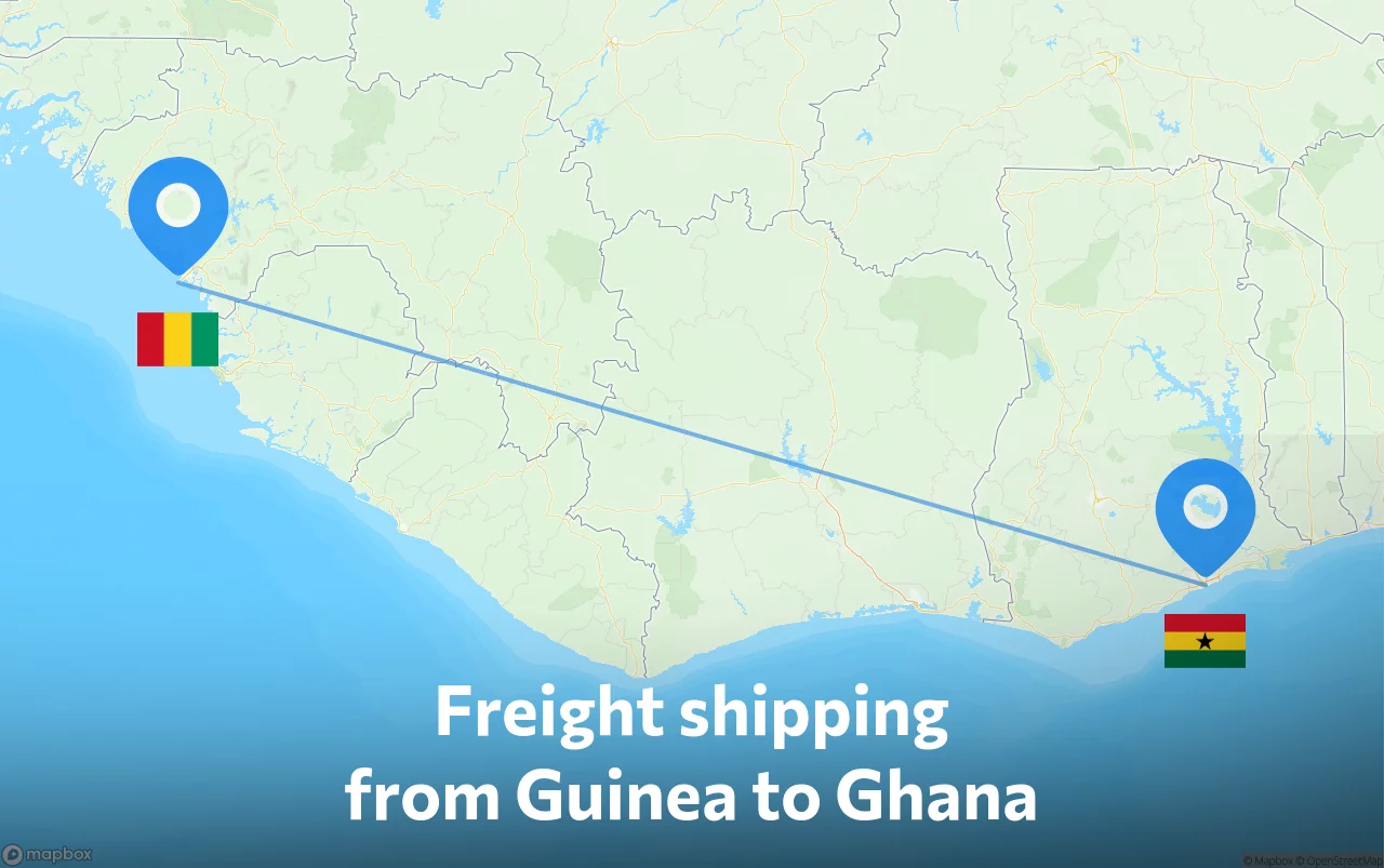 Shipping route from Guinea to Ghana