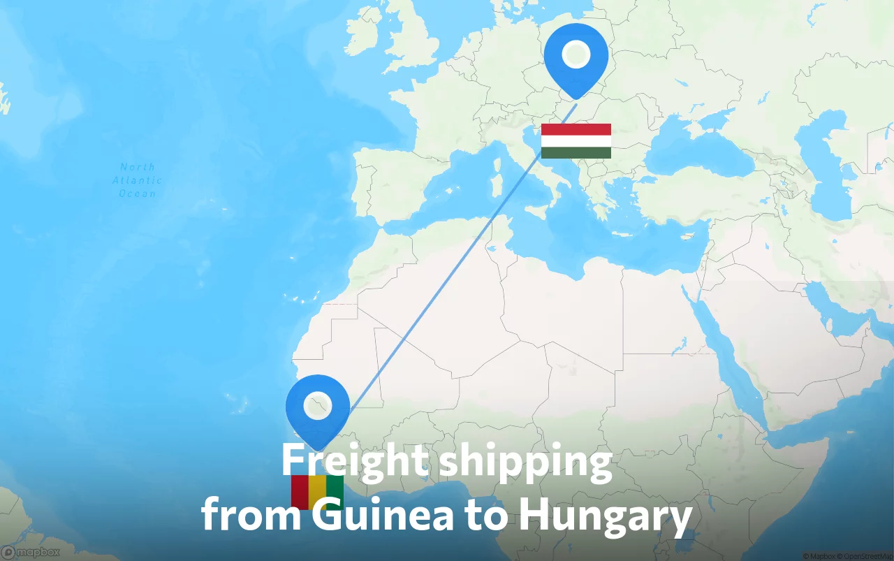Shipping route from Guinea to Hungary