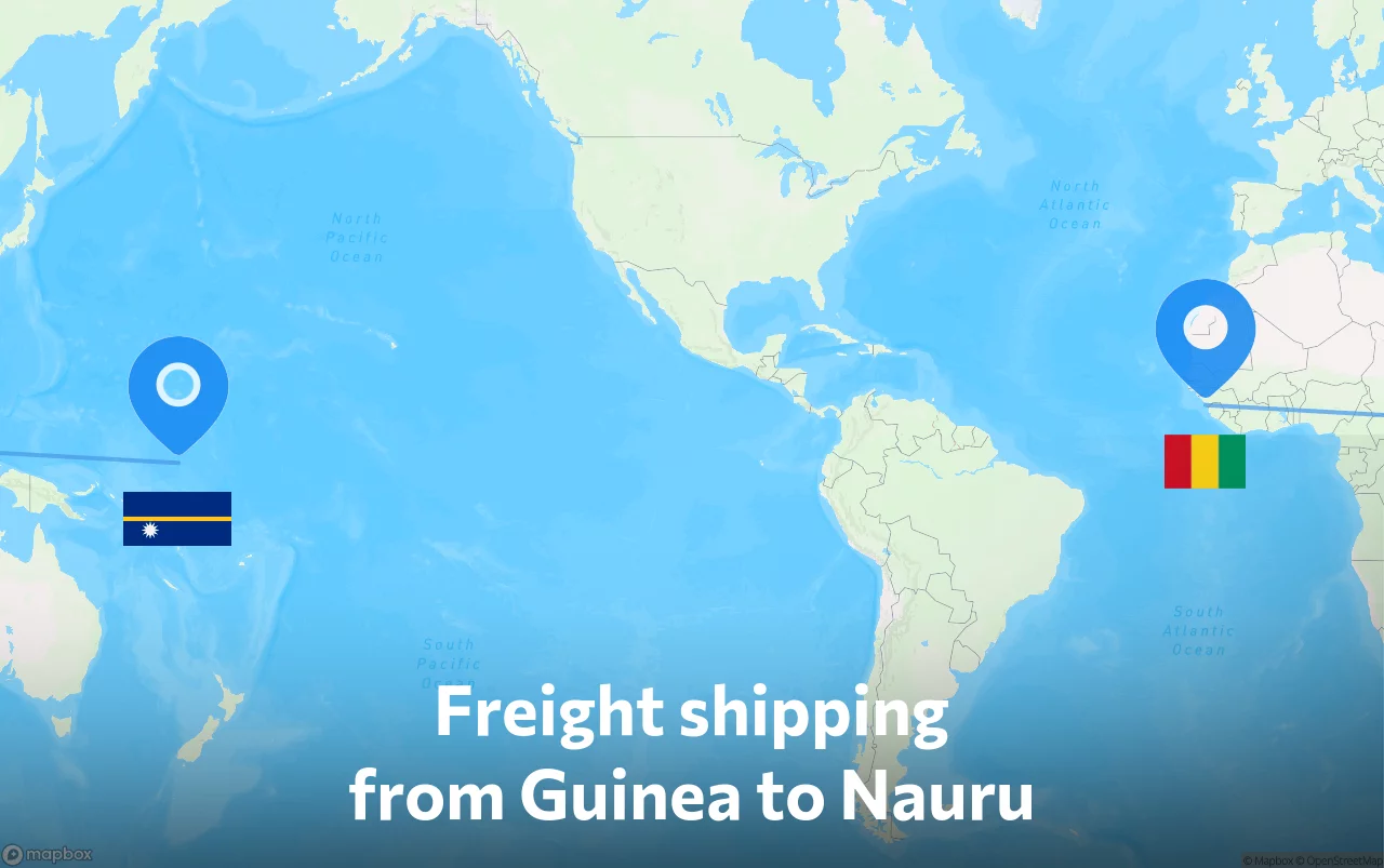 Shipping route from Guinea to Nauru