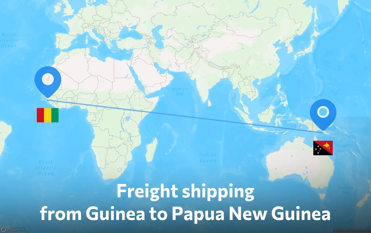 Shipping route from Guinea to Papua New Guinea