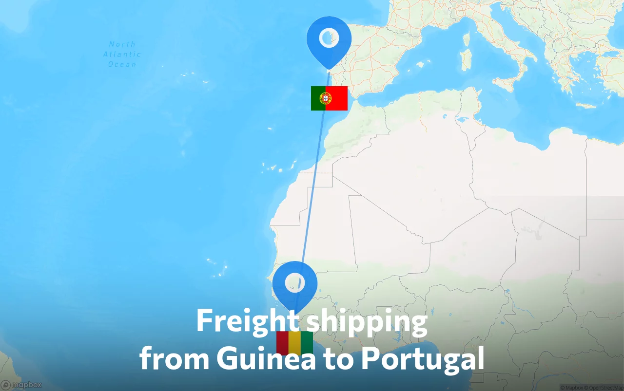 Shipping route from Guinea to Portugal