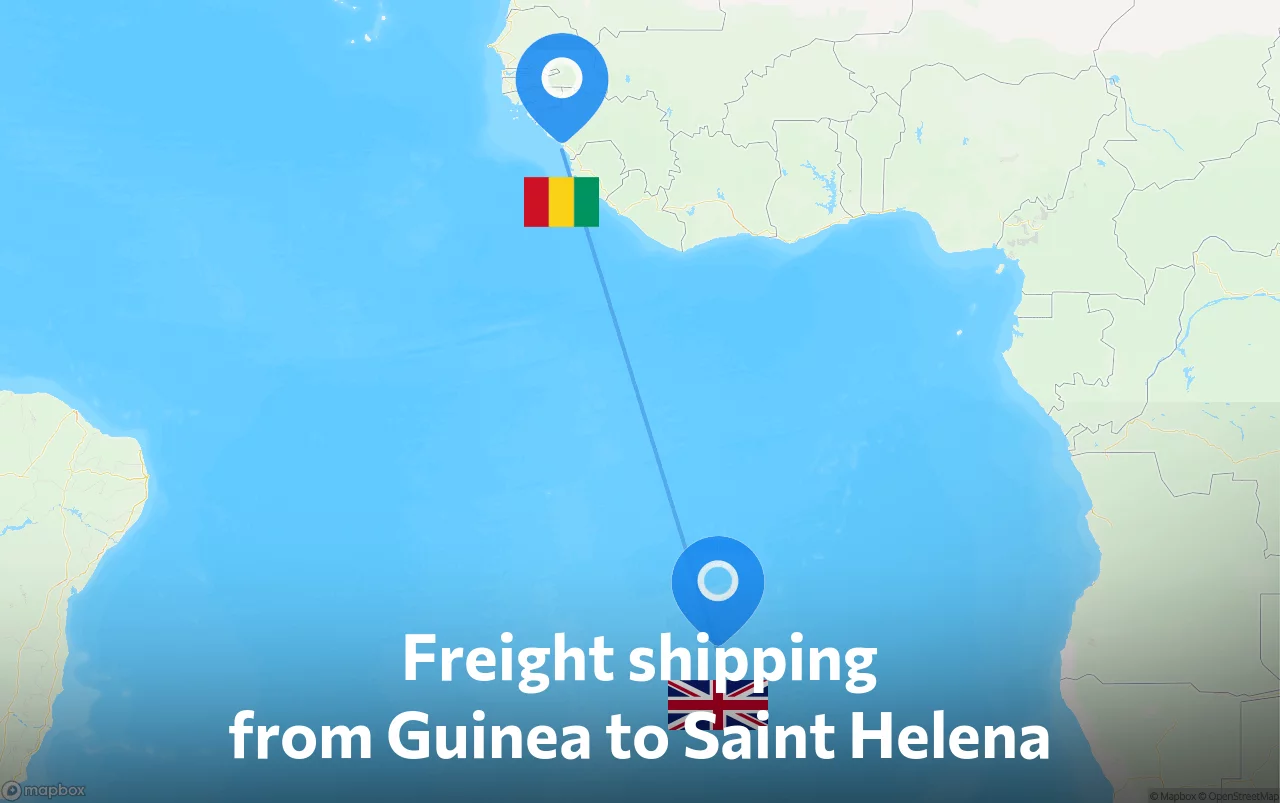 Shipping route from Guinea to Saint Helena
