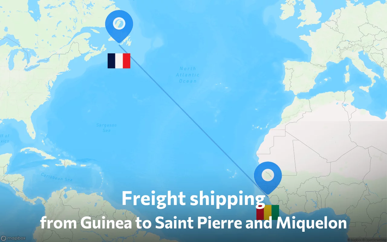 Shipping route from Guinea to Saint Pierre and Miquelon