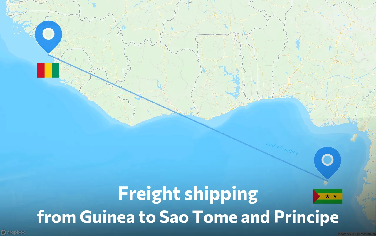 Shipping route from Guinea to Sao Tome and Principe