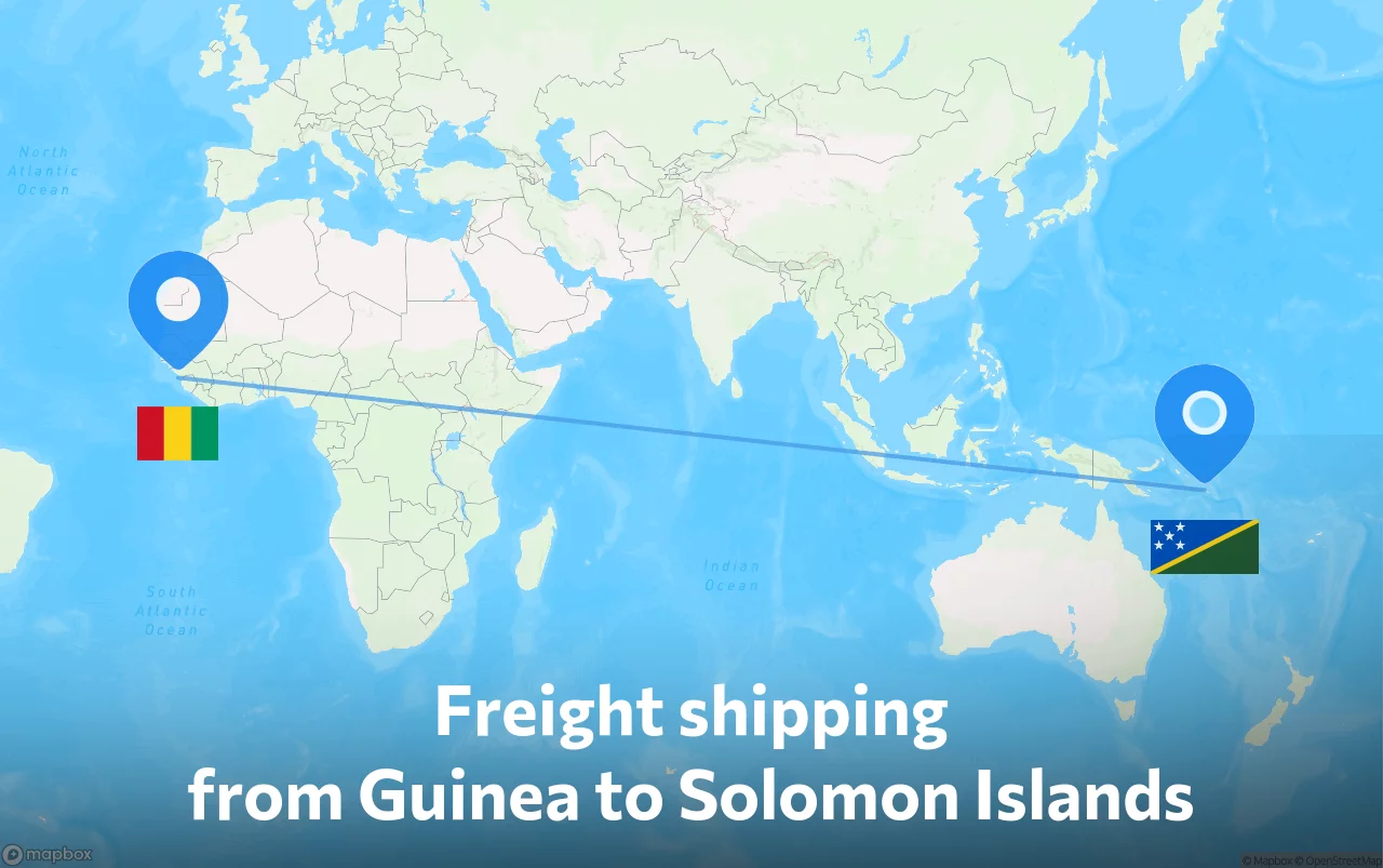 Shipping route from Guinea to Solomon Islands