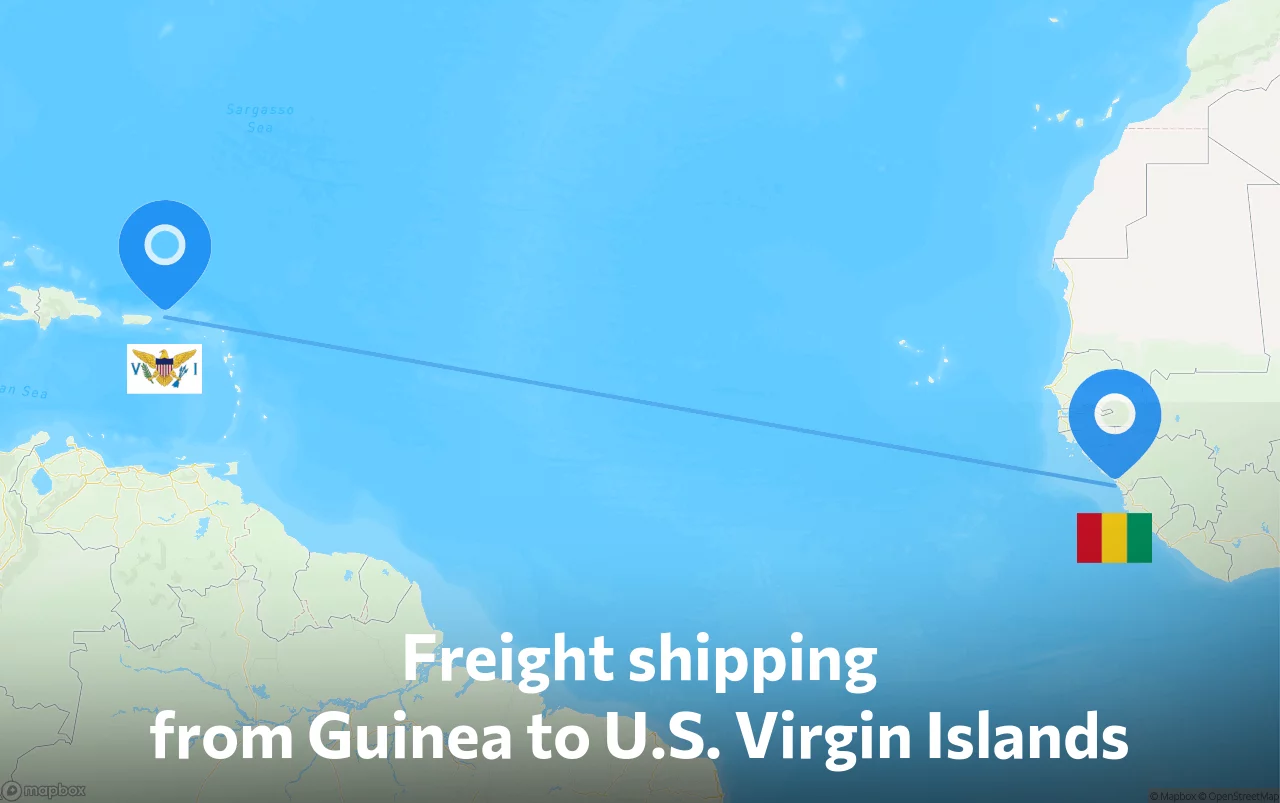 Shipping route from Guinea to U.S. Virgin Islands