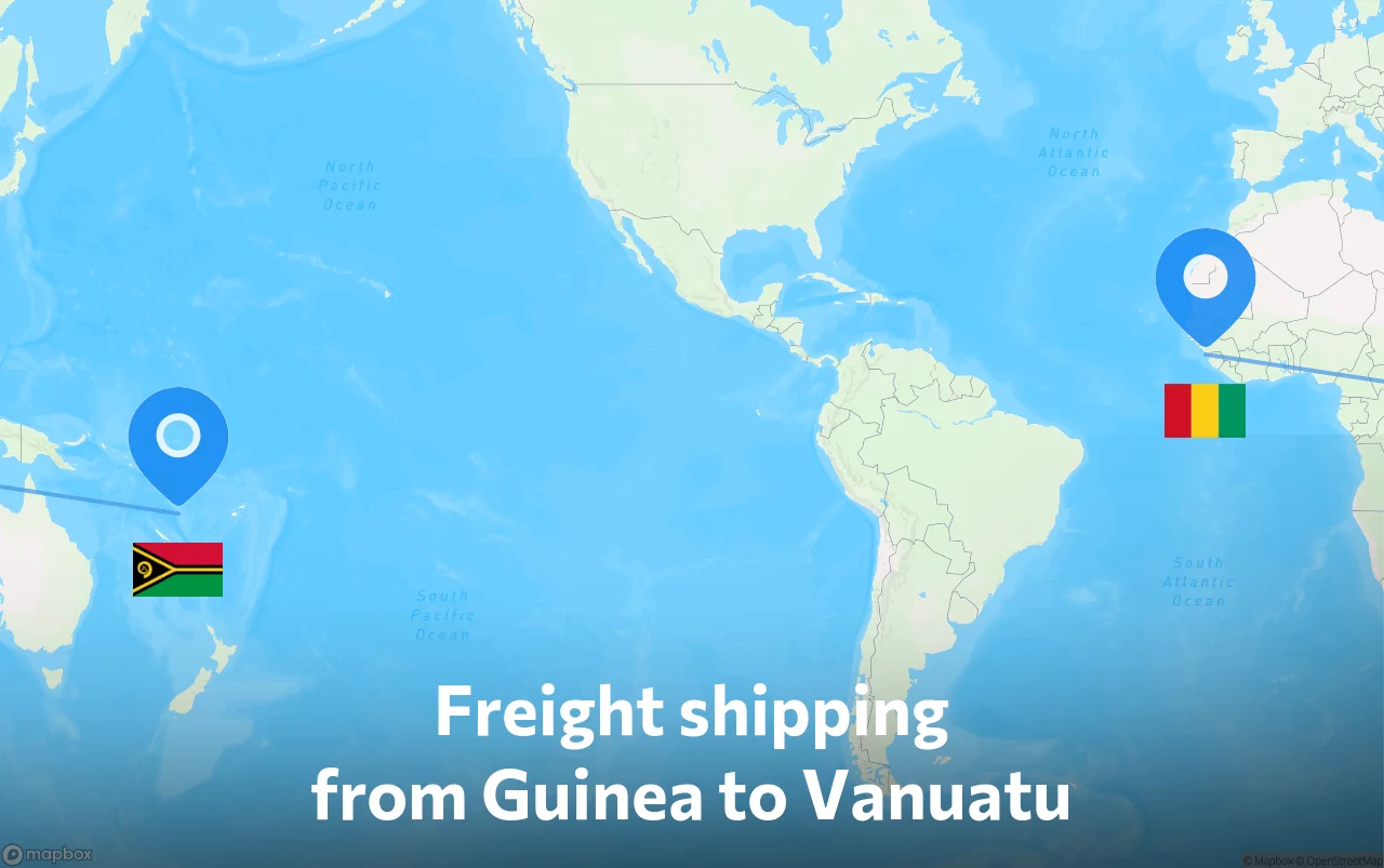 Shipping route from Guinea to Vanuatu