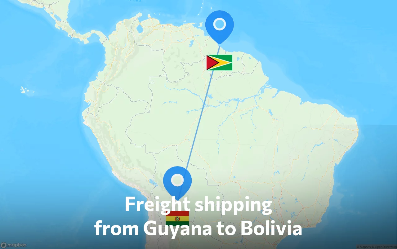 Shipping route from Guyana to Bolivia