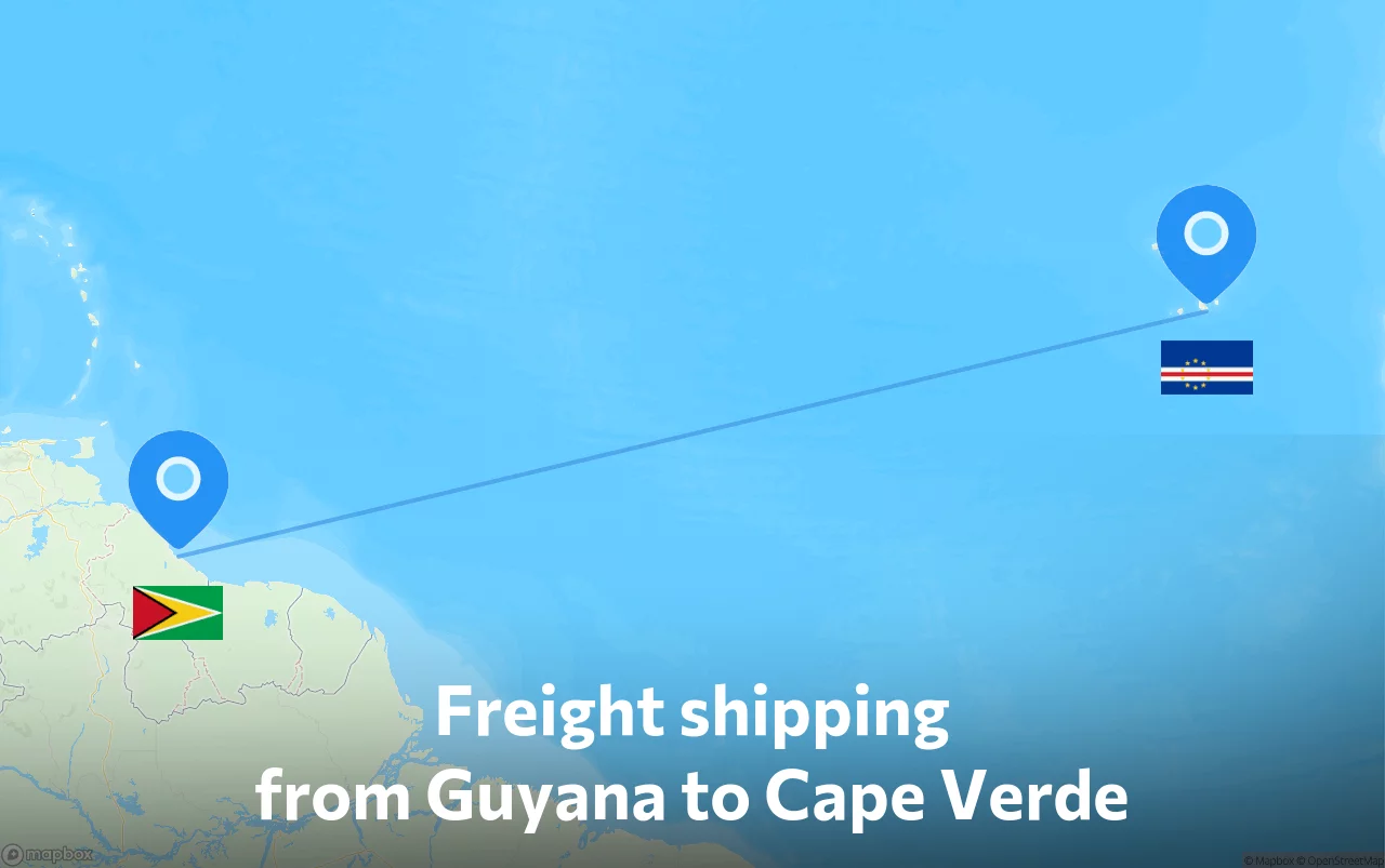 Shipping route from Guyana to Cape Verde