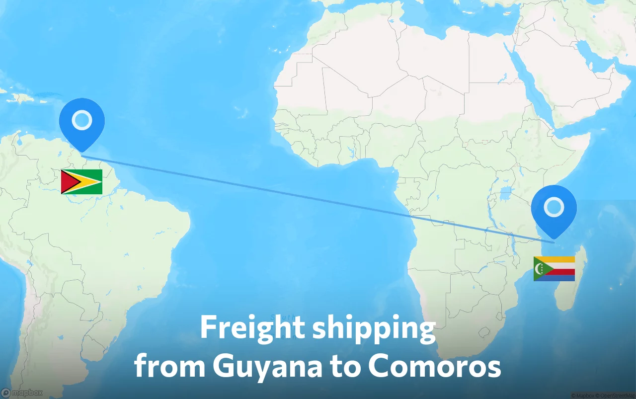 Shipping route from Guyana to Comoros