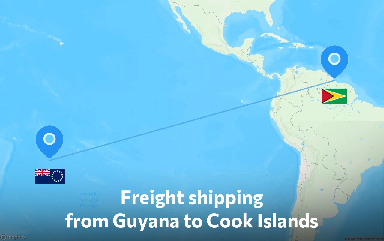 Shipping route from Guyana to Cook Islands