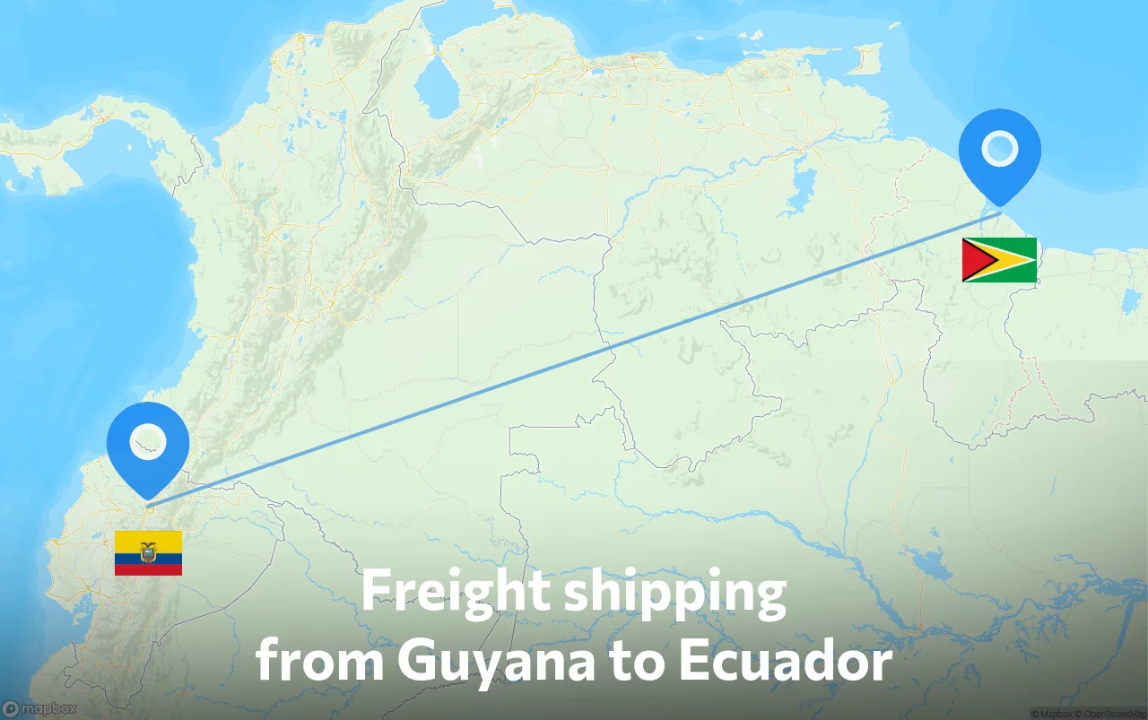 Shipping route from Guyana to Ecuador