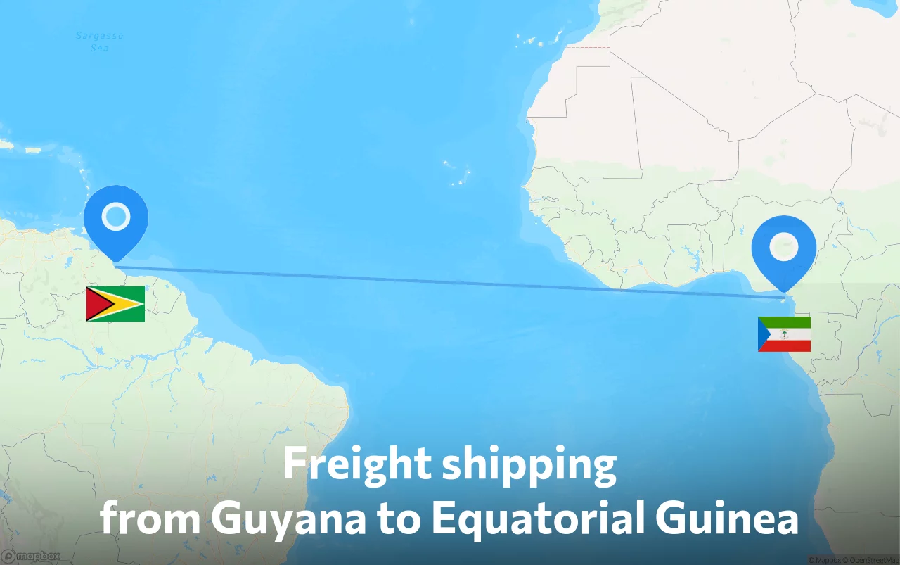 Shipping route from Guyana to Equatorial Guinea