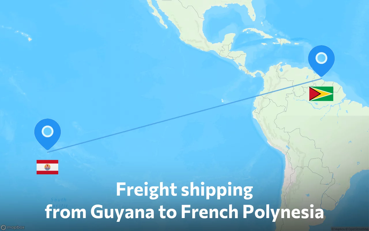 Shipping route from Guyana to French Polynesia