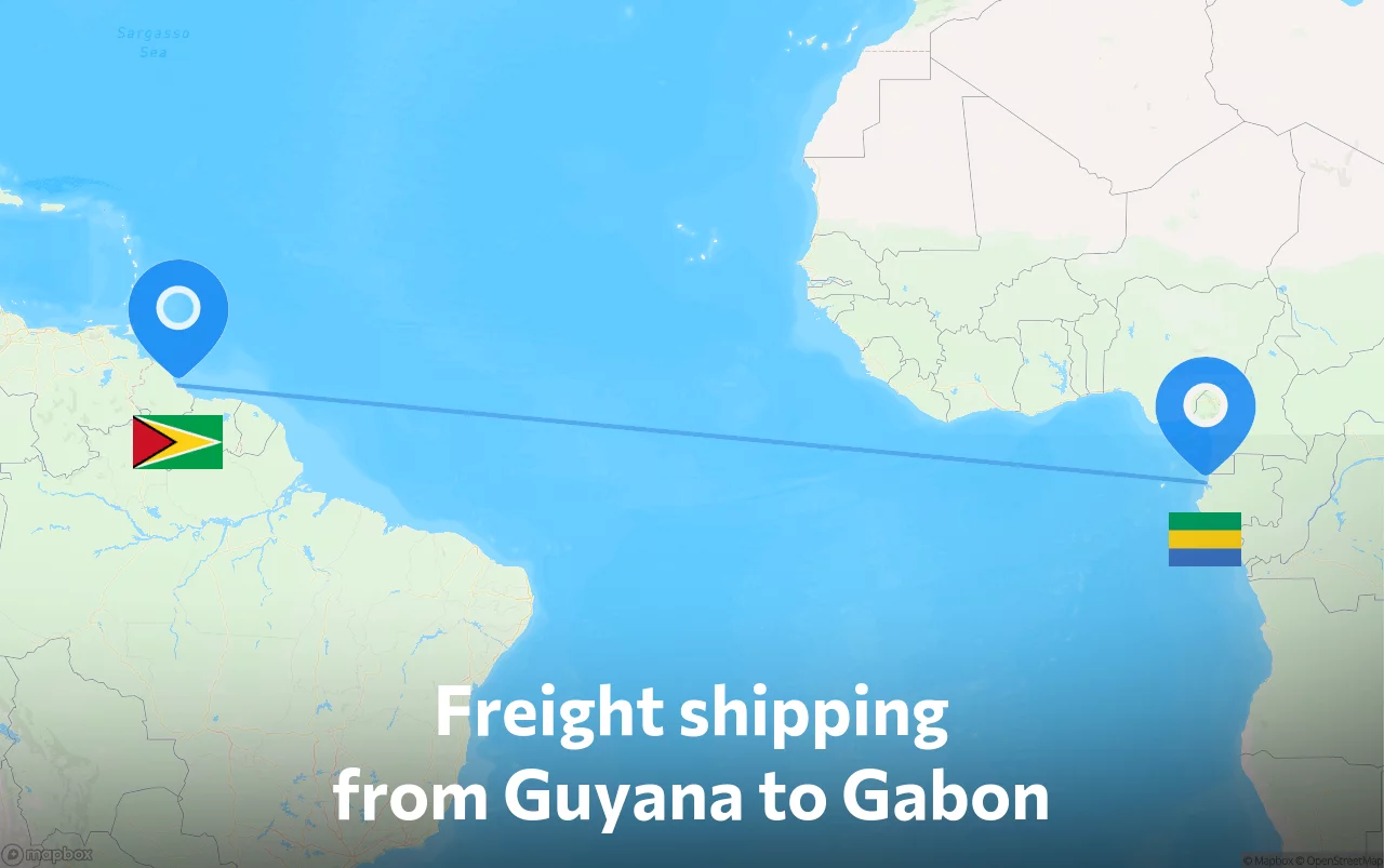 Shipping route from Guyana to Gabon