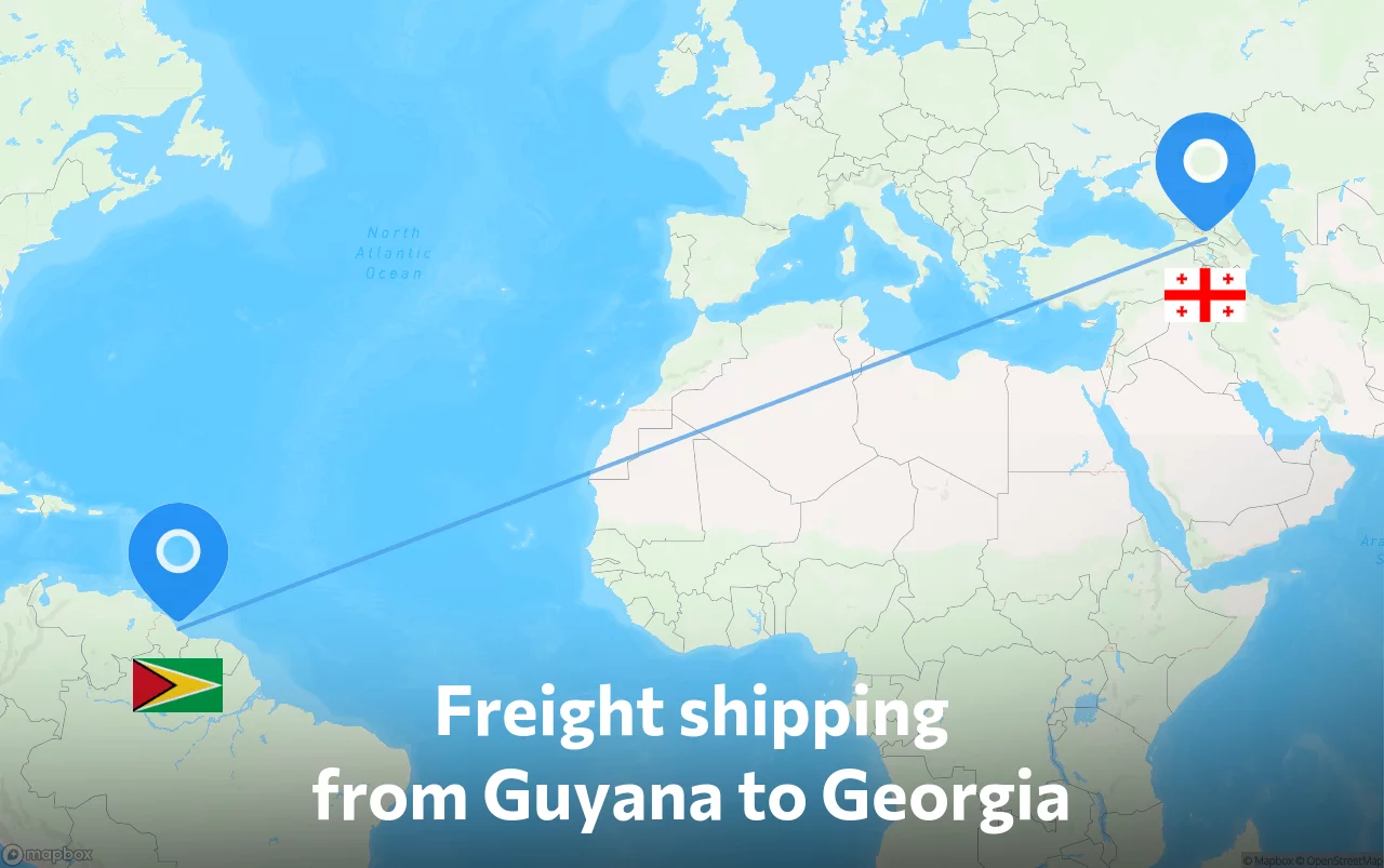 Shipping route from Guyana to Georgia