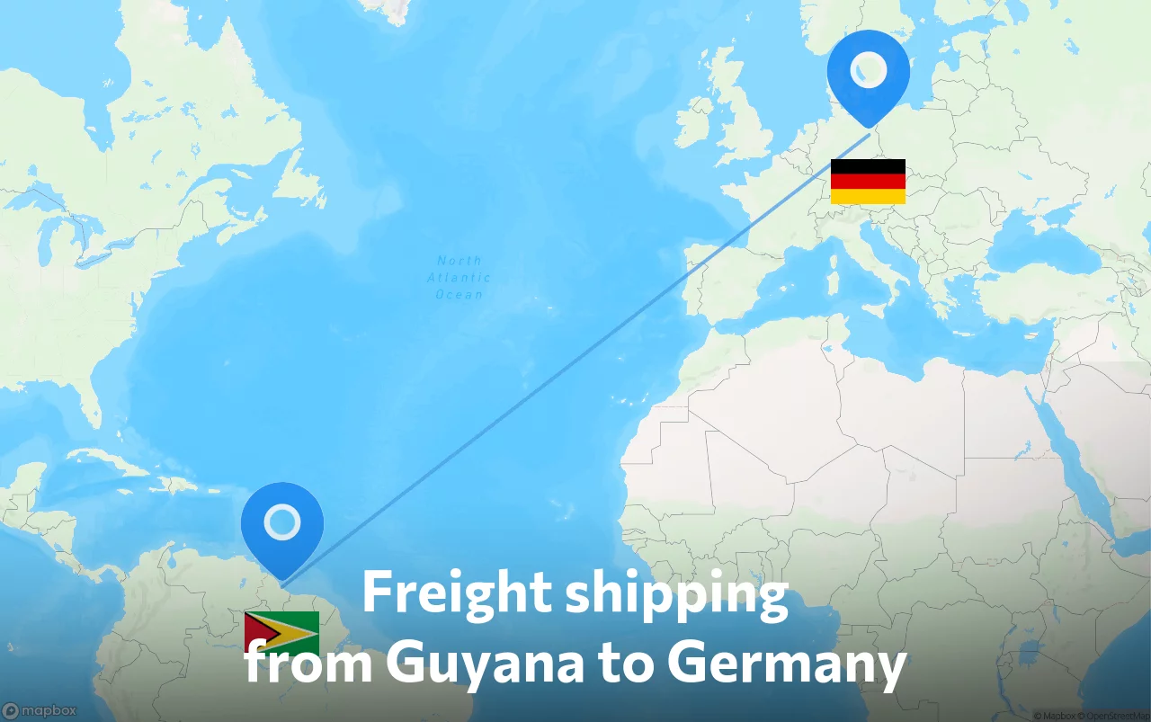 Shipping route from Guyana to Germany