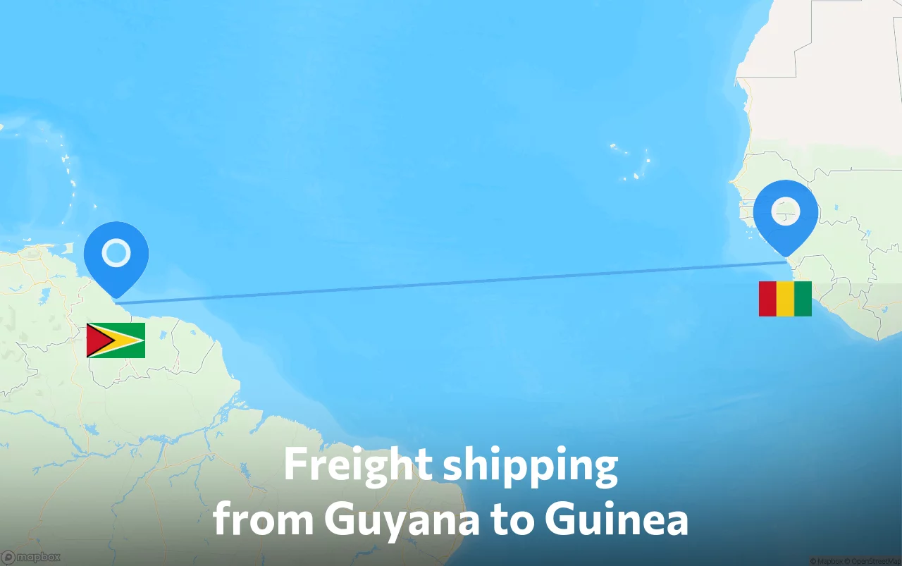 Shipping route from Guyana to Guinea