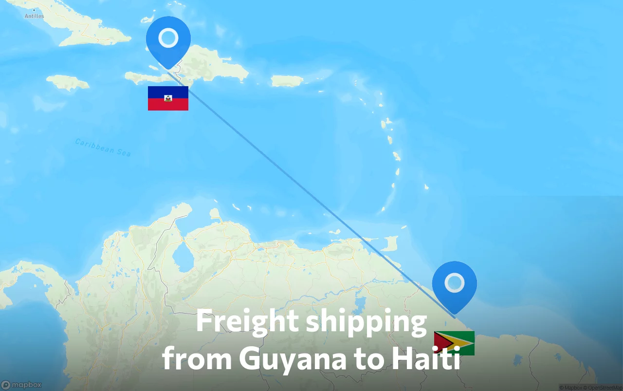 Shipping route from Guyana to Haiti