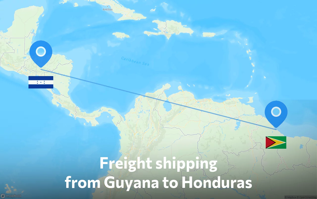 Shipping route from Guyana to Honduras