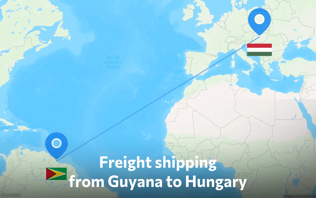 Shipping route from Guyana to Hungary